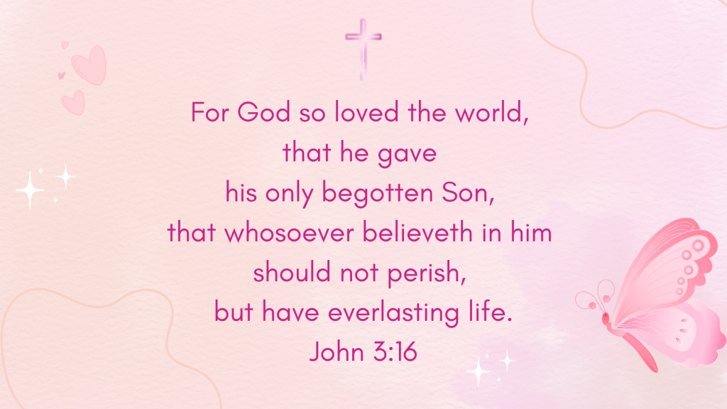 Picture of Bible Verse With Butterfly and Hearts